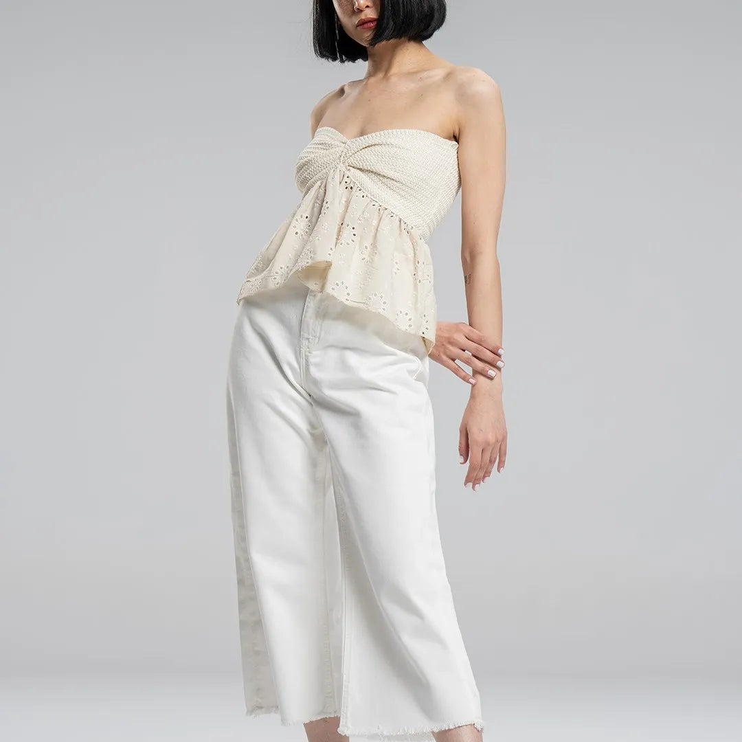 Liora - Strapless Crocheted Top with Floral Skirt