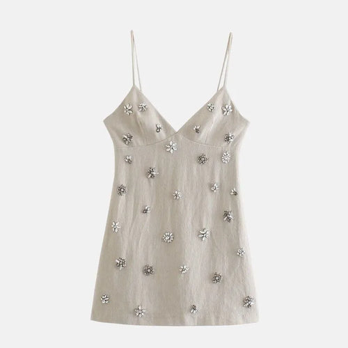 Flora - Spaghetti Strap Floral Embroidered Dress