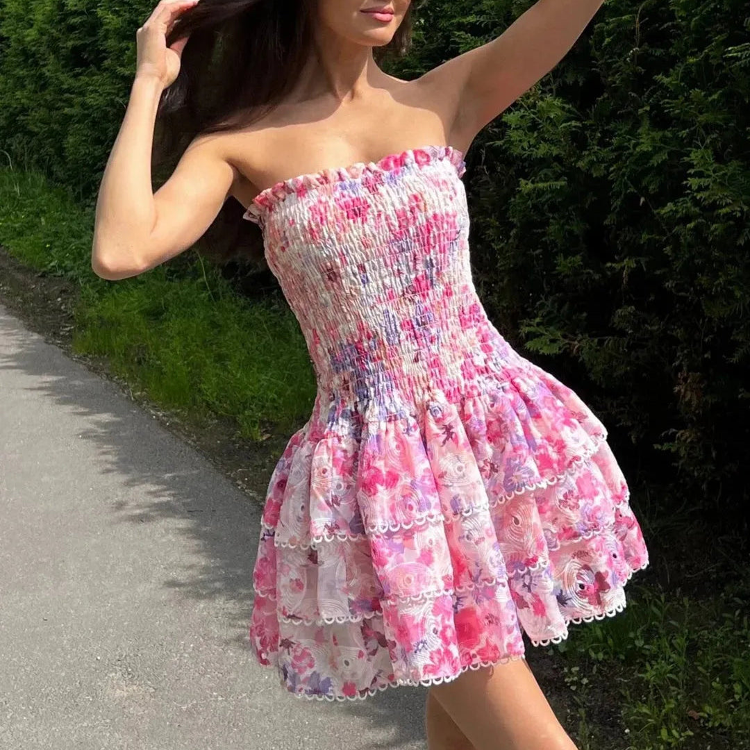 Florivelle - Floral Smocked Dress with Tiered Ruffles