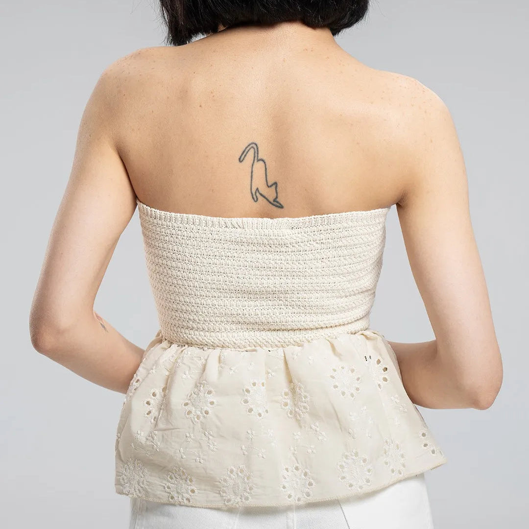 Liora - Strapless Crocheted Top with Floral Skirt