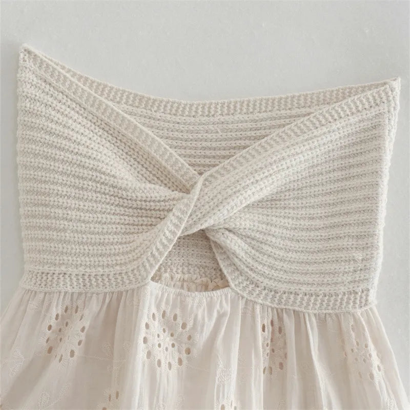 Liora - Strapless Crocheted Top with Floral Skirt