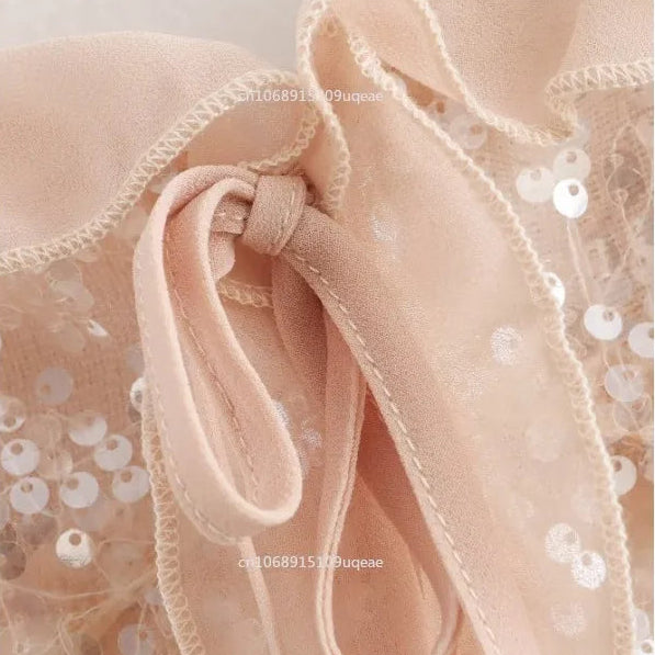 Avelis - Sequin Top with Ruffle Detail and Bow