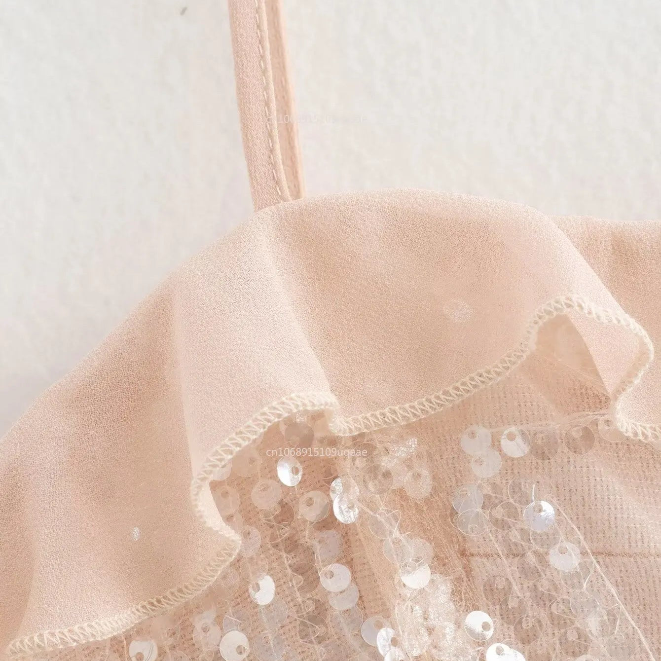 Avelis - Sequin Top with Ruffle Detail and Bow