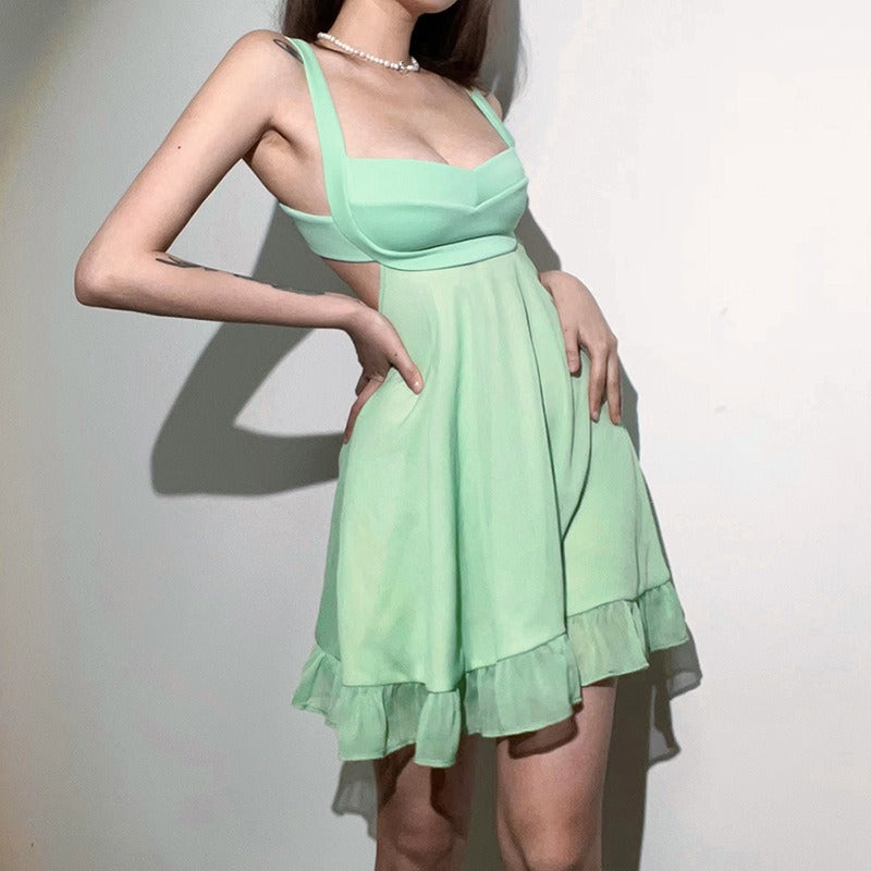 Verona - Square Neck Ruffle Hem Dress