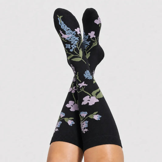 Black Floral Compression Socks