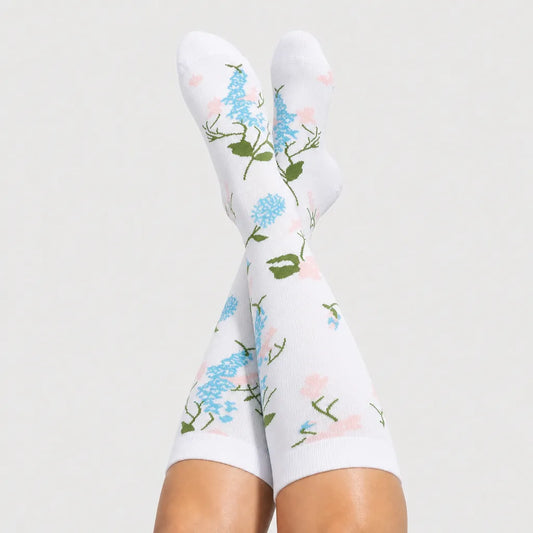 White Floral Compression Socks
