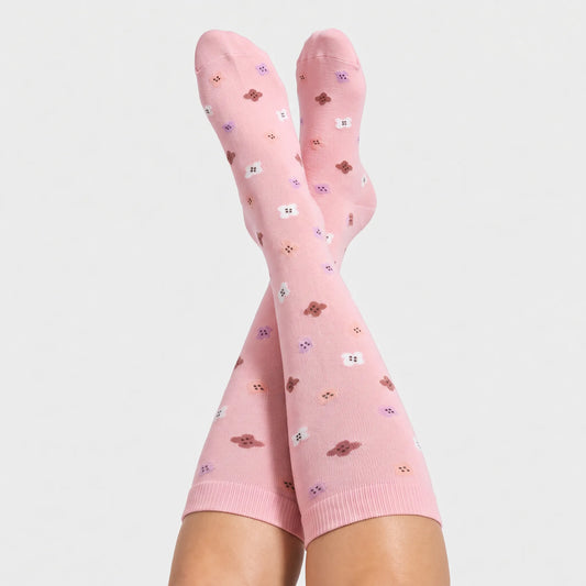 Pink Floral Compression Socks