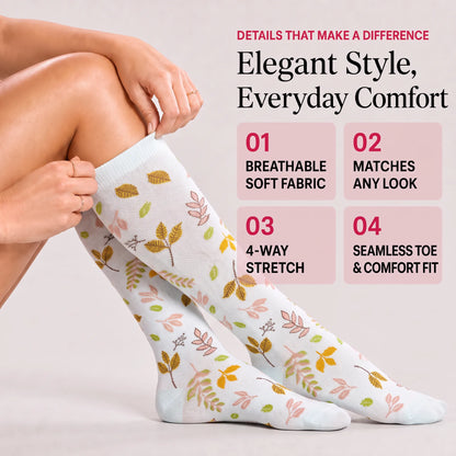 White Leaf Compression Socks