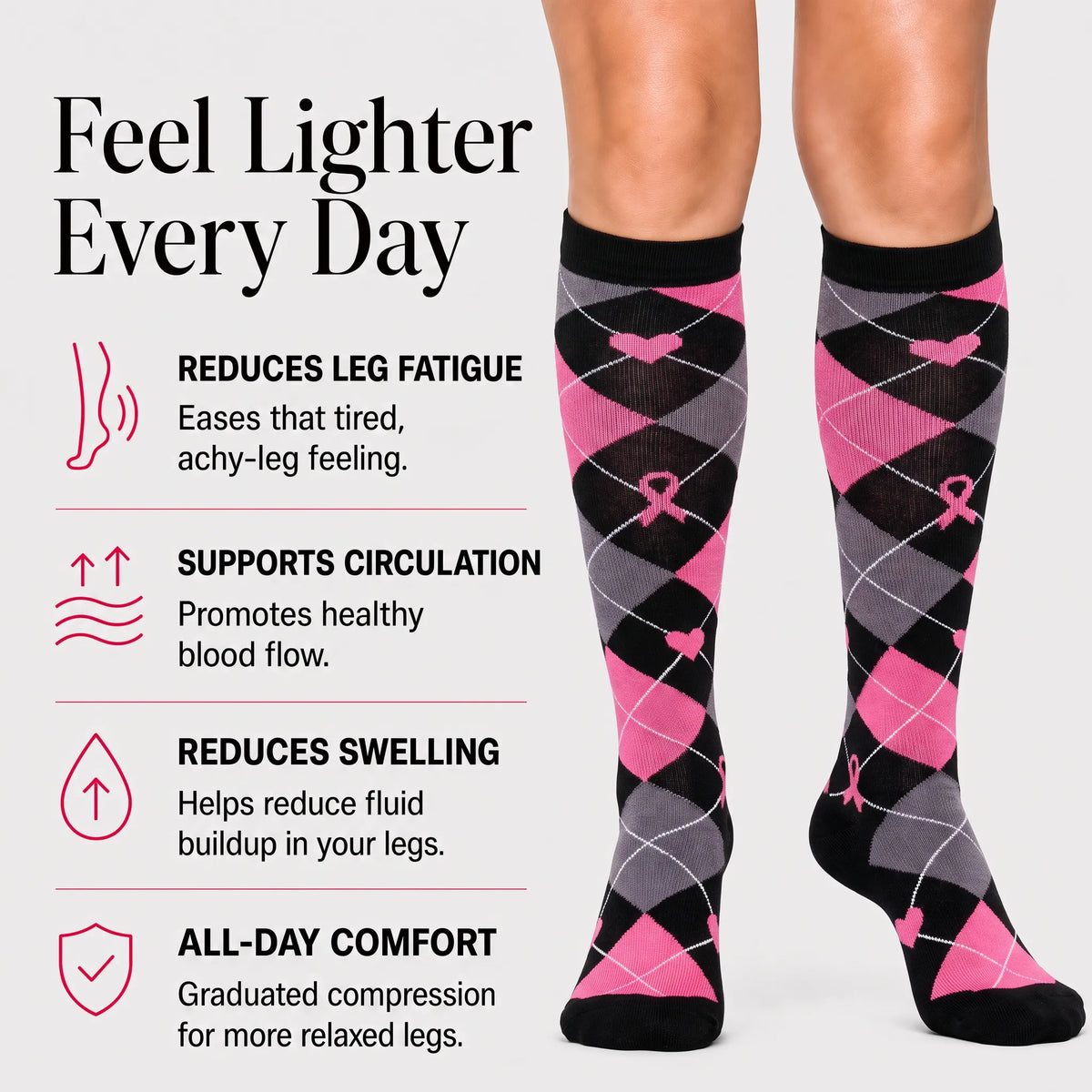 Black and Pink Compression Socks