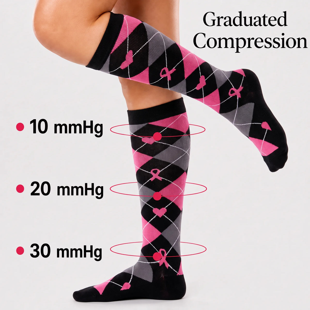 Black and Pink Compression Socks