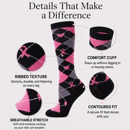 Black and Pink Compression Socks