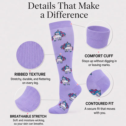 Purple Unicorn Compression Socks