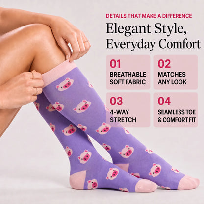 Purple Piggy Compression Socks