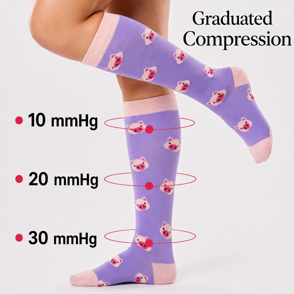 Purple Piggy Compression Socks