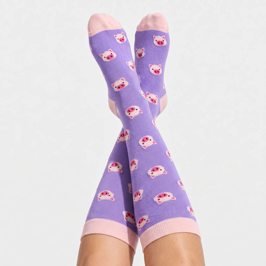 Purple Piggy Compression Socks