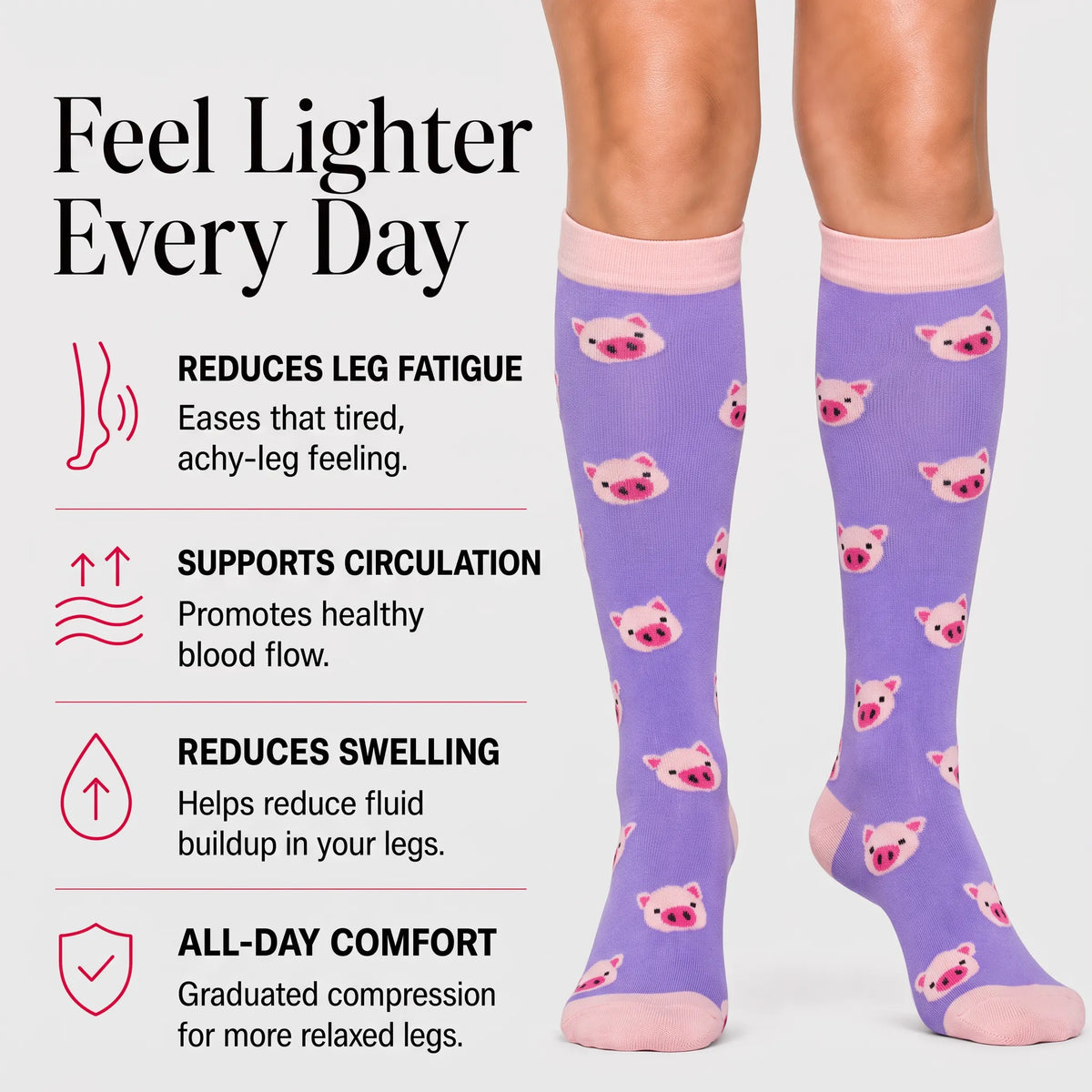 Purple Piggy Compression Socks