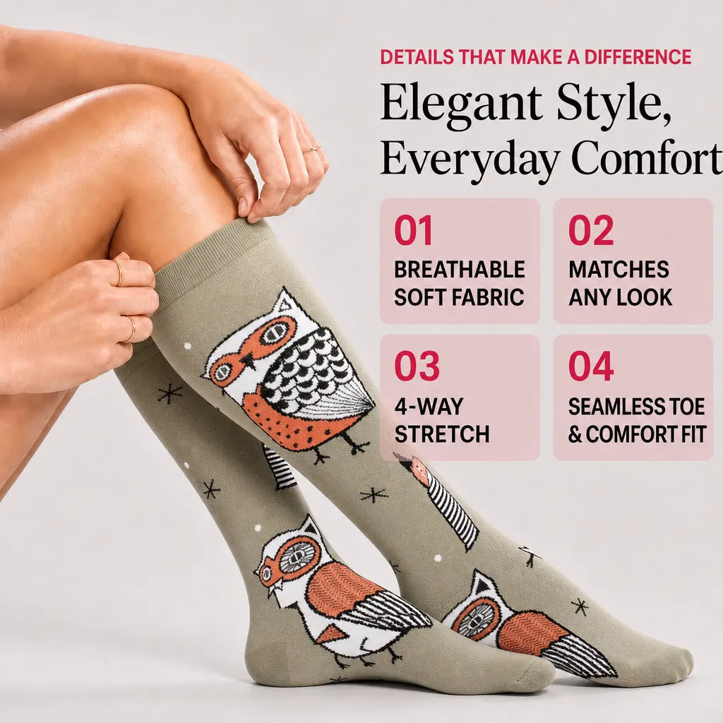 Green Owl Compression Socks