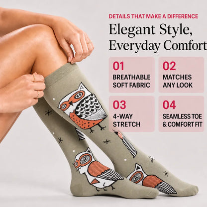 Green Owl Compression Socks