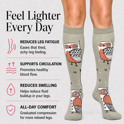 Green Owl Compression Socks