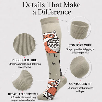 Green Owl Compression Socks