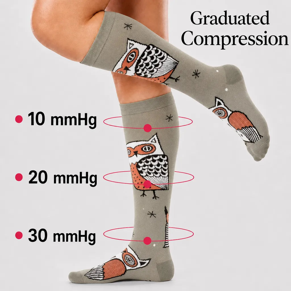 Green Owl Compression Socks