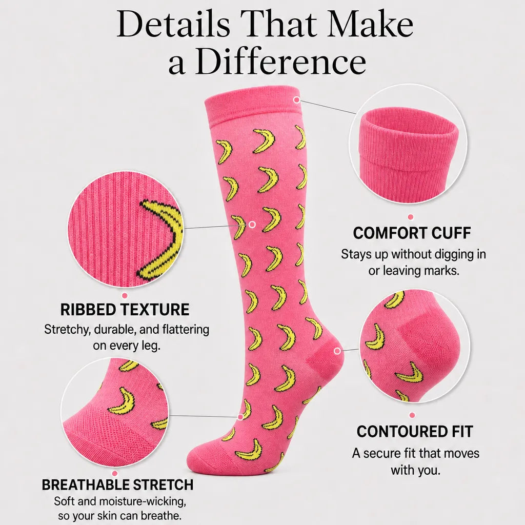 Pink Banana Compression Socks