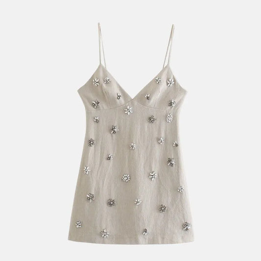 Flora - Spaghetti Strap Floral Embroidered Dress