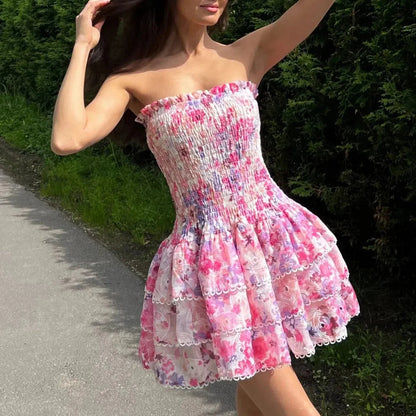 Florivelle - Floral Smocked Dress with Tiered Ruffles