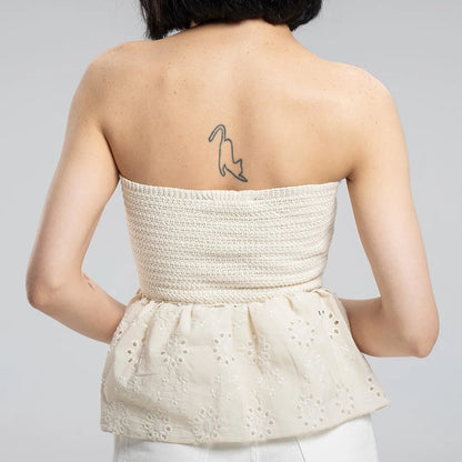 Liora - Strapless Crocheted Top with Floral Skirt