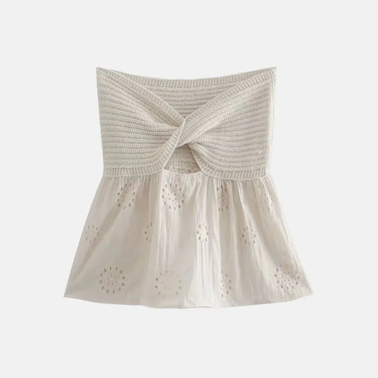 Liora - Strapless Crocheted Top with Floral Skirt