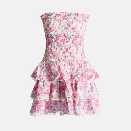 Florivelle - Floral Smocked Dress with Tiered Ruffles