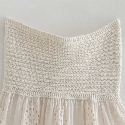 Liora - Strapless Crocheted Top with Floral Skirt