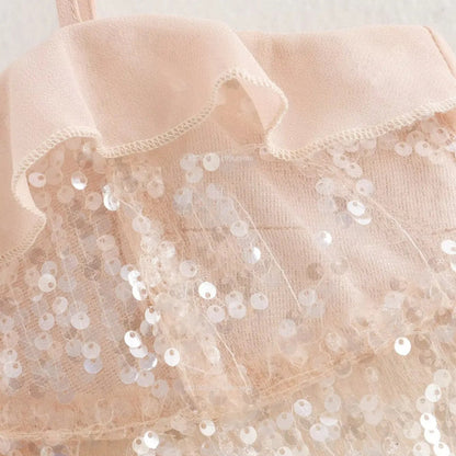 Avelis - Sequin Top with Ruffle Detail and Bow