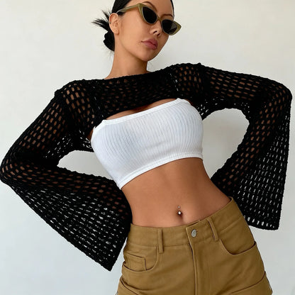 Liva - Crochet Cover-Up with Bell Sleeves