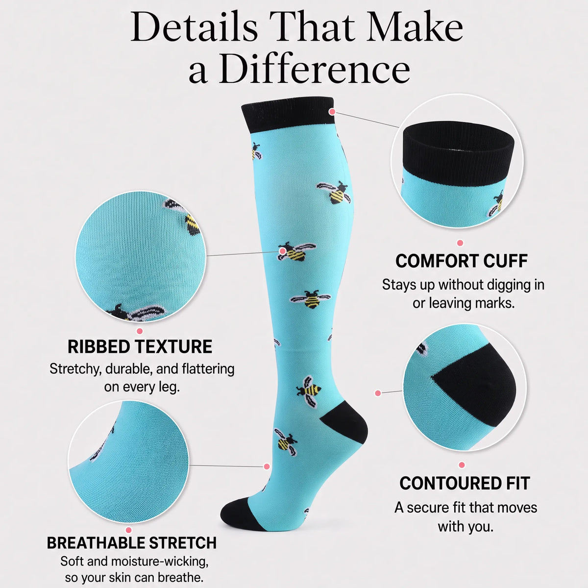 Blue Bee Compression Socks