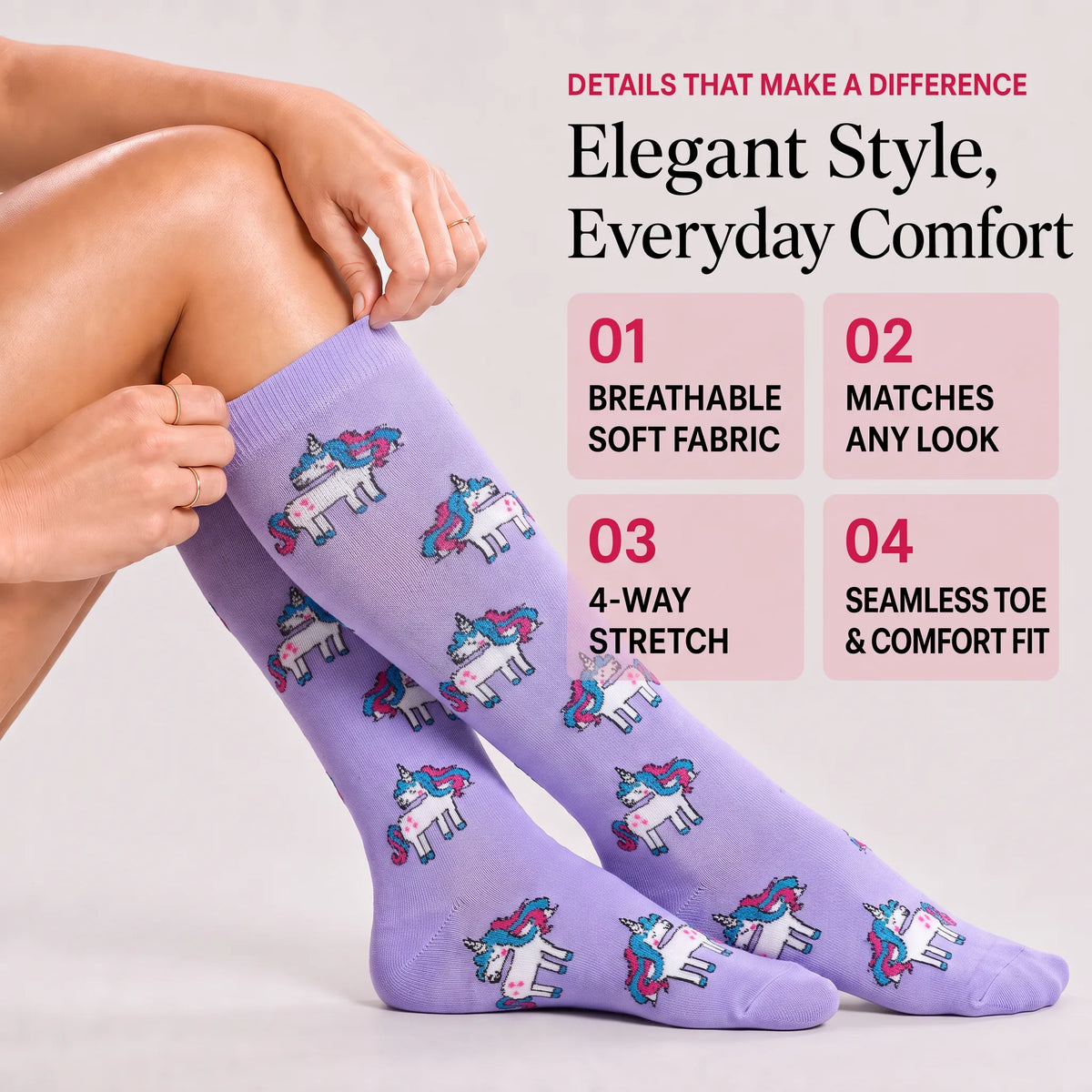 Purple Unicorn Compression Socks