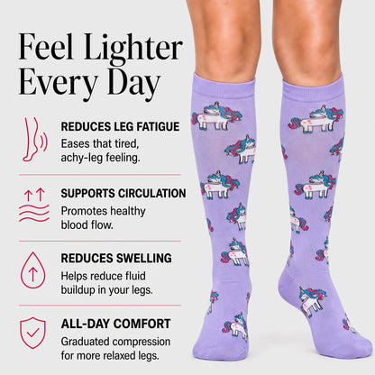 Purple Unicorn Compression Socks